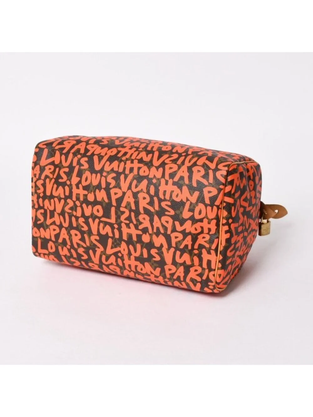 Louis Vuitton Monogram Speedy 30 Orange Handbag Graffiti Canvas